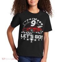 9 Year Old Race Car 9th Birthday Racing Racecar Kids T-Shirt thumb 2