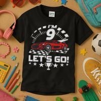 9 Year Old Race Car 9th Birthday Racing Racecar Kids T-Shirt thumb 3