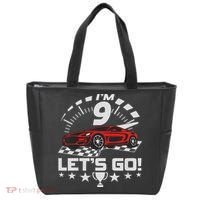 9 Year Old Race Car 9th Birthday Racing Racecar Tote Bag thumb 0