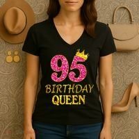 95 Years Old Birthday Queen Girl 95th Birthday Pink Women's V-Neck T-Shirt thumb 3