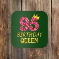 95 Years Old Birthday Queen Girl 95th Birthday Pink Coaster thumb 0