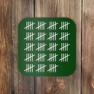 95 Years Old Tally Marks 95th Birthday Coaster
