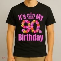 90 Year Old Birthday Flower Birthday Its My 90th Birthday T-Shirt thumb 3