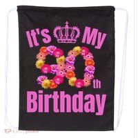 90 Year Old Birthday Flower Birthday Its My 90th Birthday Drawstring Bag thumb 0