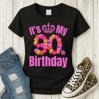 90 Year Old Birthday Flower Birthday Its My 90th Birthday Women's T-Shirt thumb 3