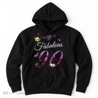 90 Year Old Sassy & Fabulous Floral 1935 90th Birthday Hoodie thumb 0