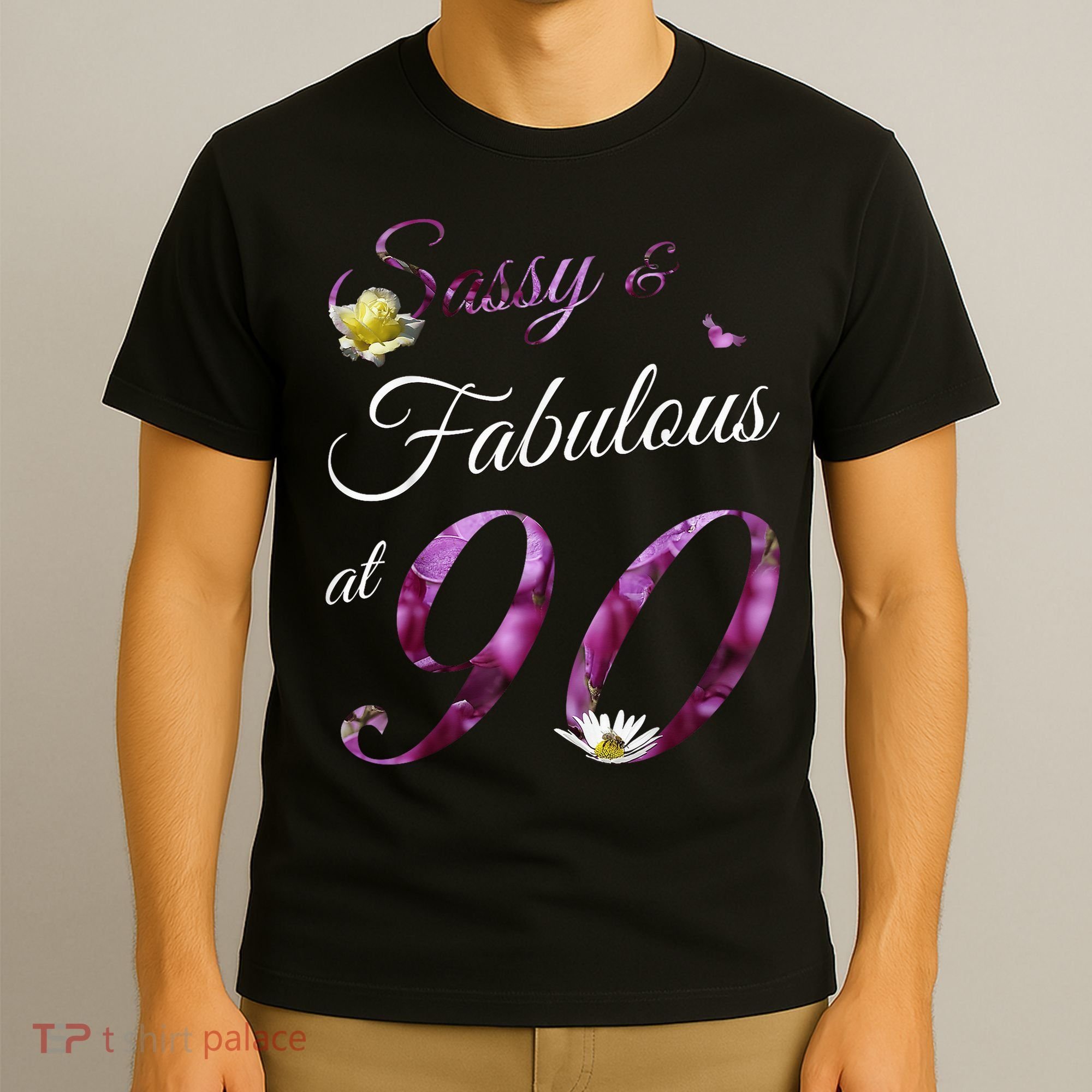 90 Year Old Sassy & Fabulous Floral 1935 90th Birthday T-Shirt