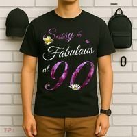 90 Year Old Sassy & Fabulous Floral 1935 90th Birthday T-Shirt thumb 6