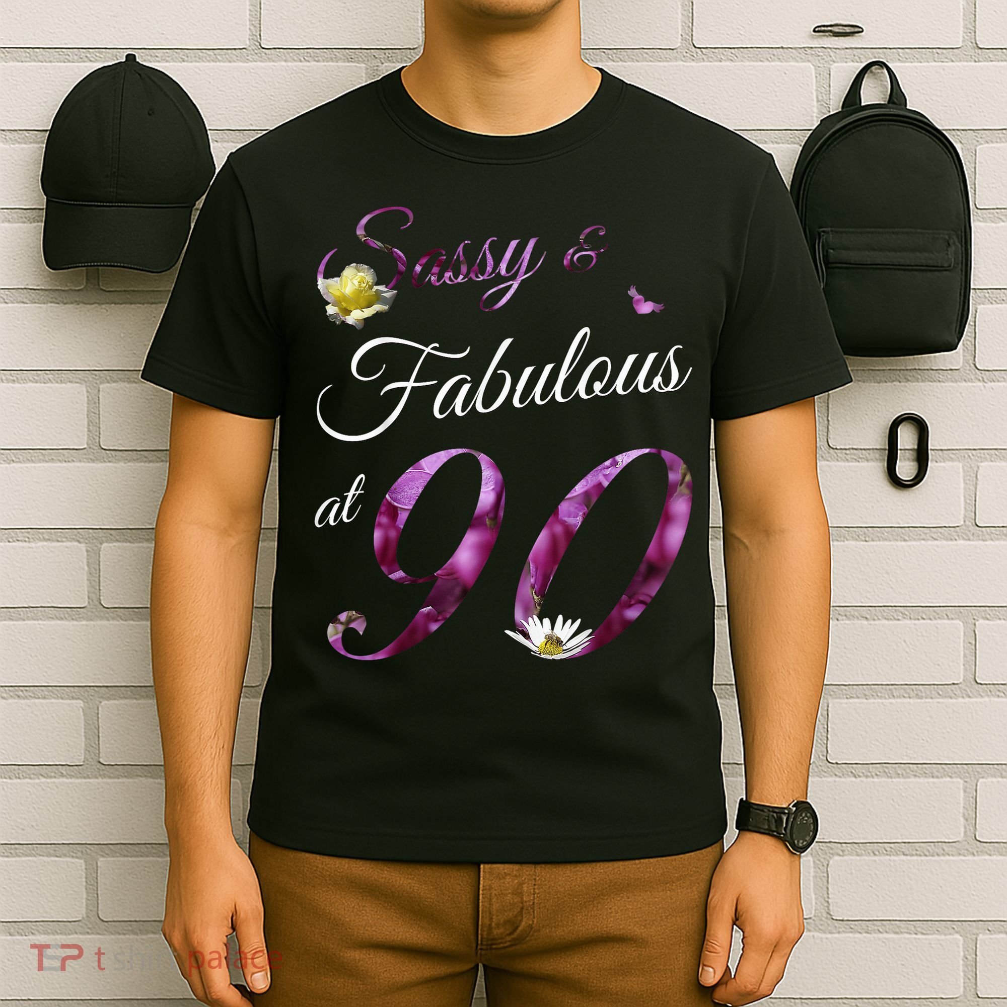 90 Year Old Sassy & Fabulous Floral 1935 90th Birthday T-Shirt
