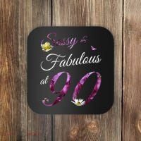 90 Year Old Sassy & Fabulous Floral 1935 90th Birthday Coaster thumb 0