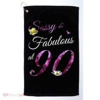 90 Year Old Sassy & Fabulous Floral 1935 90th Birthday Golf Towel thumb 0