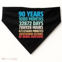 90 Years Of Being Awesome 90th Birthday Time Breakdown USA-Made Doggie Bandana thumb 0