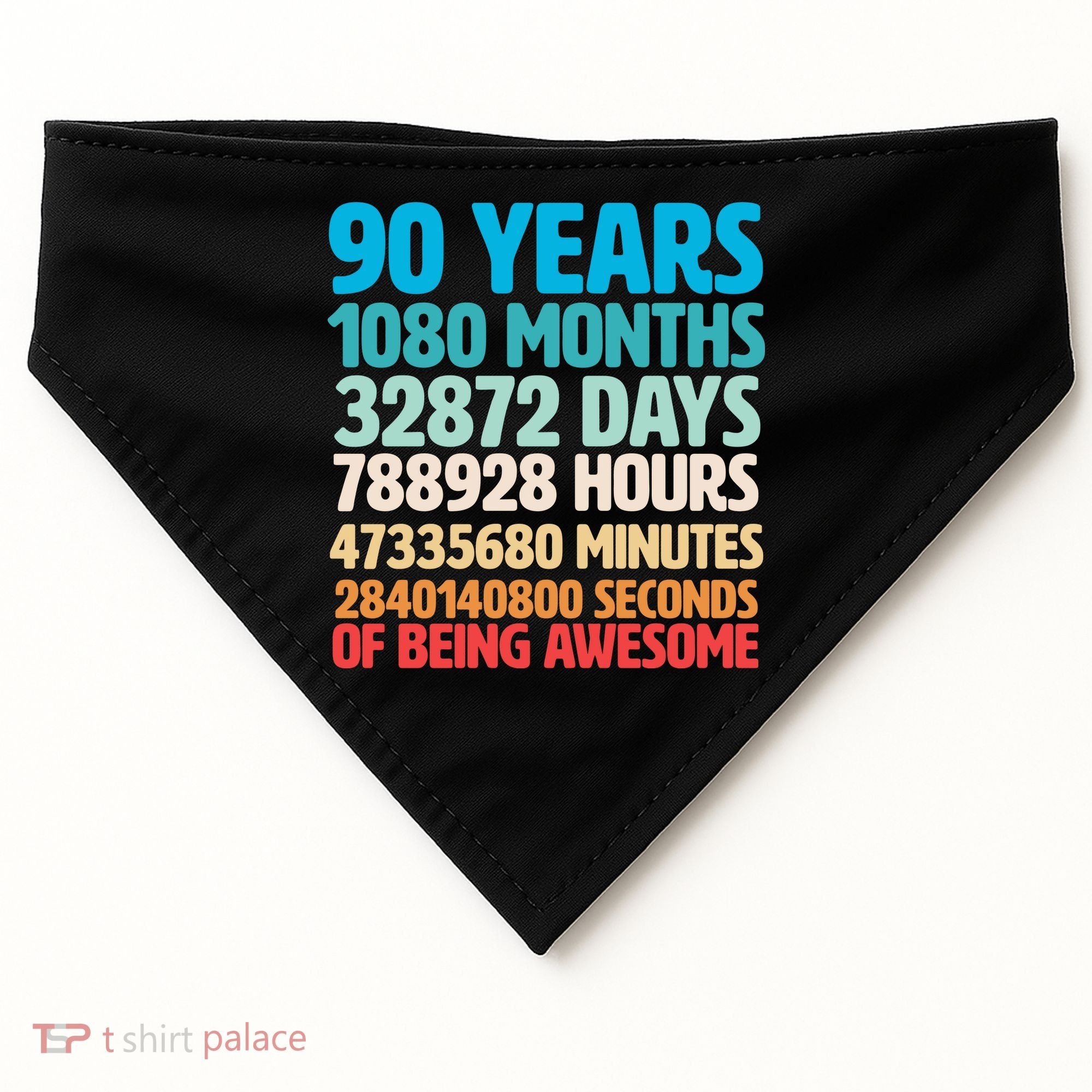 90 Years Of Being Awesome 90th Birthday Time Breakdown USA-Made Doggie Bandana