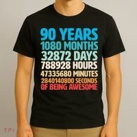 90 Years Of Being Awesome 90th Birthday Time Breakdown T-Shirt thumb 3