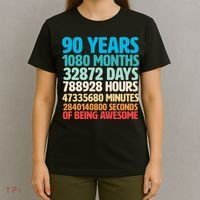 90 Years Of Being Awesome 90th Birthday Time Breakdown T-Shirt thumb 4