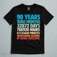 90 Years Of Being Awesome 90th Birthday Time Breakdown T-Shirt thumb 5