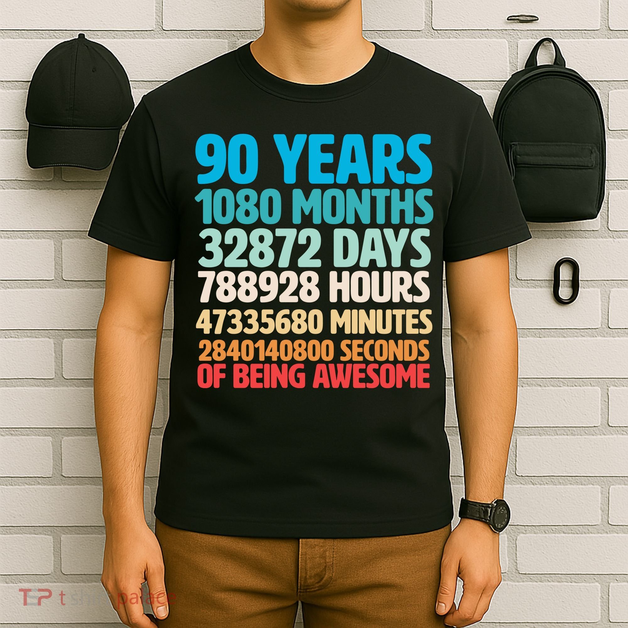 90 Years Of Being Awesome 90th Birthday Time Breakdown T-Shirt