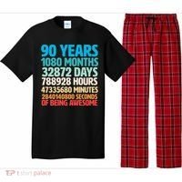 90 Years Of Being Awesome 90th Birthday Time Breakdown Pajama Set thumb 0