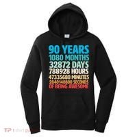 90 Years Of Being Awesome 90th Birthday Time Breakdown Women's Hoodie thumb 0