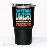 90 Years Of Being Awesome 90th Birthday Time Breakdown Tumbler thumb 0
