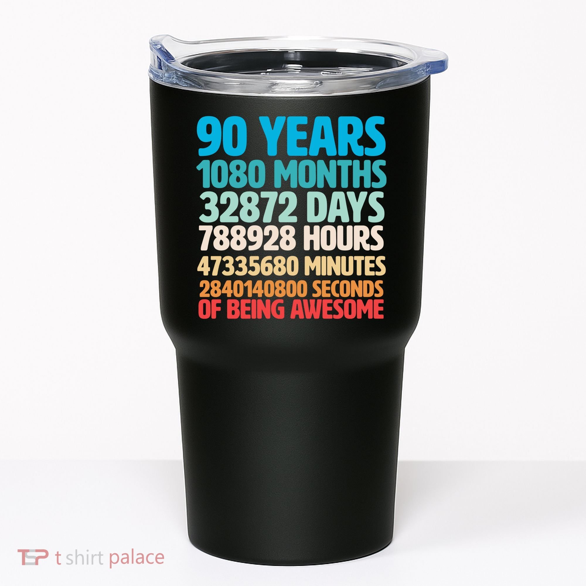 90 Years Of Being Awesome 90th Birthday Time Breakdown Tumbler