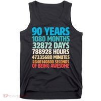90 Years Of Being Awesome 90th Birthday Time Breakdown Tank Top thumb 0