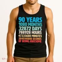 90 Years Of Being Awesome 90th Birthday Time Breakdown Tank Top thumb 3