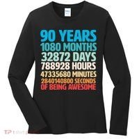 90 Years Of Being Awesome 90th Birthday Time Breakdown Women's Long Sleeve Shirt thumb 0