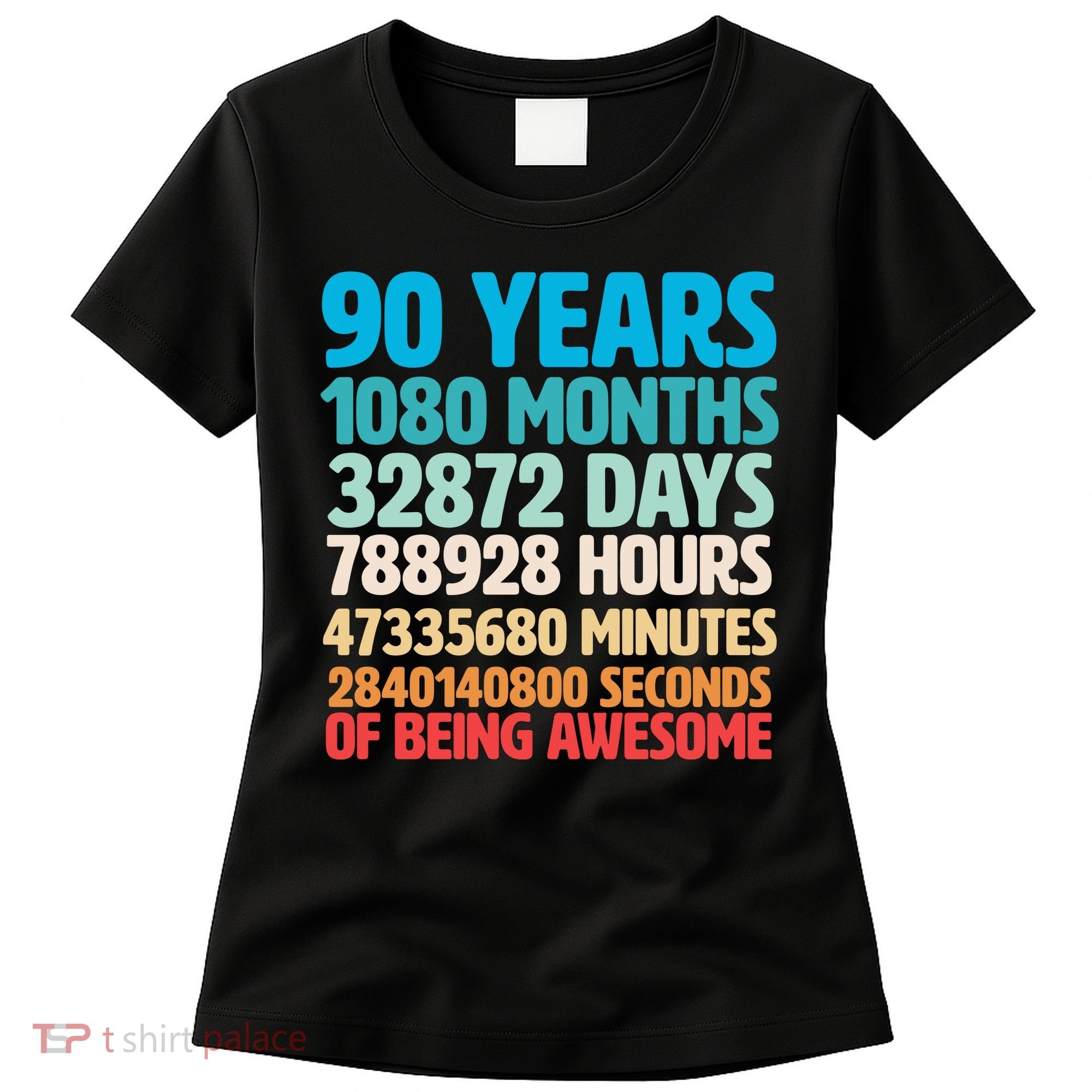 90 Years Of Being Awesome 90th Birthday Time Breakdown Women's T-Shirt