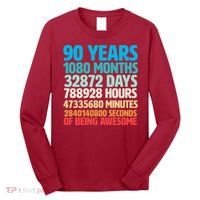 90 Years Of Being Awesome 90th Birthday Time Breakdown Long Sleeve Shirt thumb 0