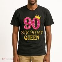 90 Years Old Birthday Queen  Shirt 90th Birthday Pink Tall T-Shirt thumb 2
