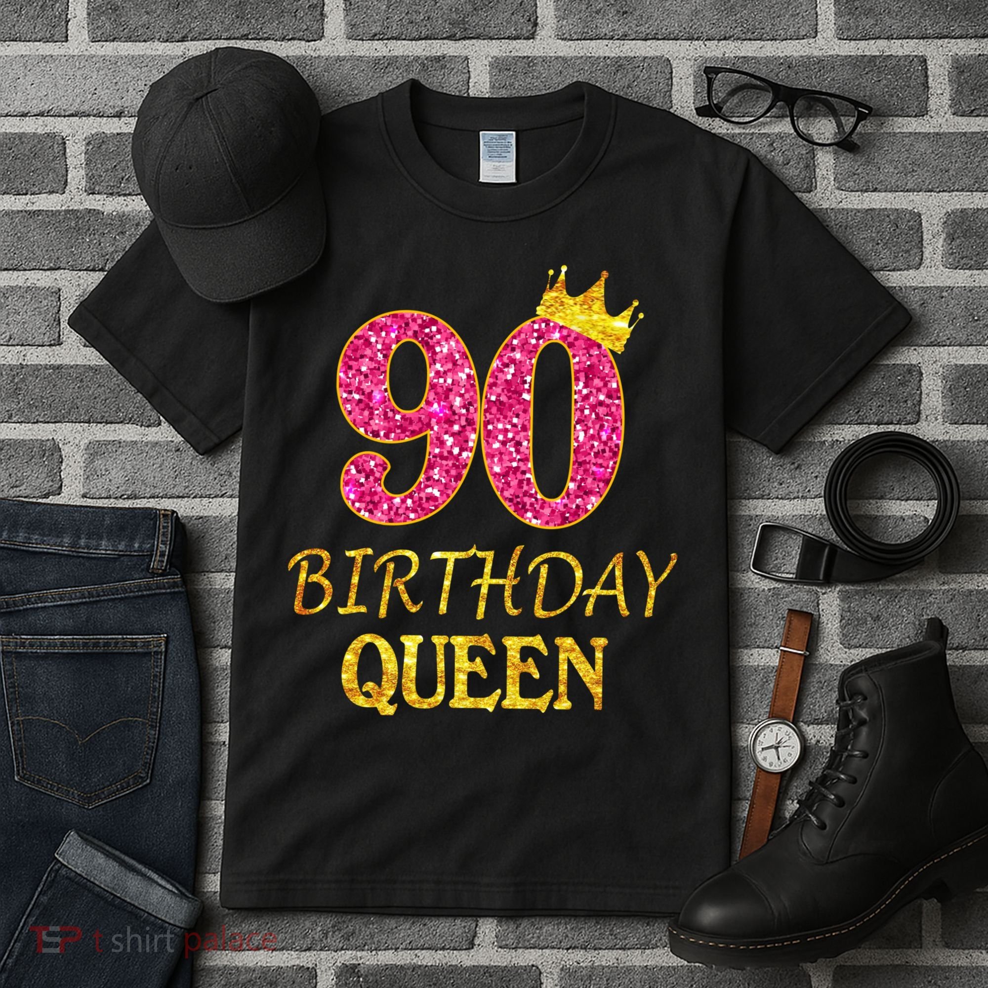 90 Years Old Birthday Queen  Shirt 90th Birthday Pink Tall T-Shirt