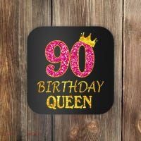 90 Years Old Birthday Queen  Shirt 90th Birthday Pink Coaster thumb 0