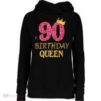 90 Years Old Birthday Queen  Shirt 90th Birthday Pink Womens Funnel Neck Pullover Hood thumb 0