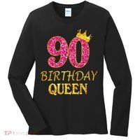 90 Years Old Birthday Queen  Shirt 90th Birthday Pink Women's Long Sleeve Shirt thumb 0