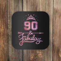 90 Years Old And Fabulous Happy 90th Birthday Coaster thumb 0