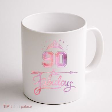 90 Years Old And Fabulous Happy 90th Birthday Coffee Mug back