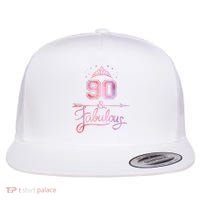 90 Years Old And Fabulous Happy 90th Birthday Flat Bill Trucker Hat thumb 0