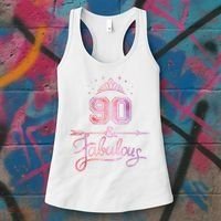 90 Years Old And Fabulous Happy 90th Birthday Women's Tank Top thumb 3