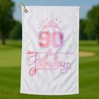 90 Years Old And Fabulous Happy 90th Birthday Golf Towel thumb 1