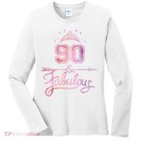 90 Years Old And Fabulous Happy 90th Birthday Women's Long Sleeve Shirt thumb 0