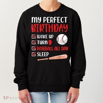 9 Year Old Baseball Birthday Party 9th Boy Nine Player Women's Sweatshirt