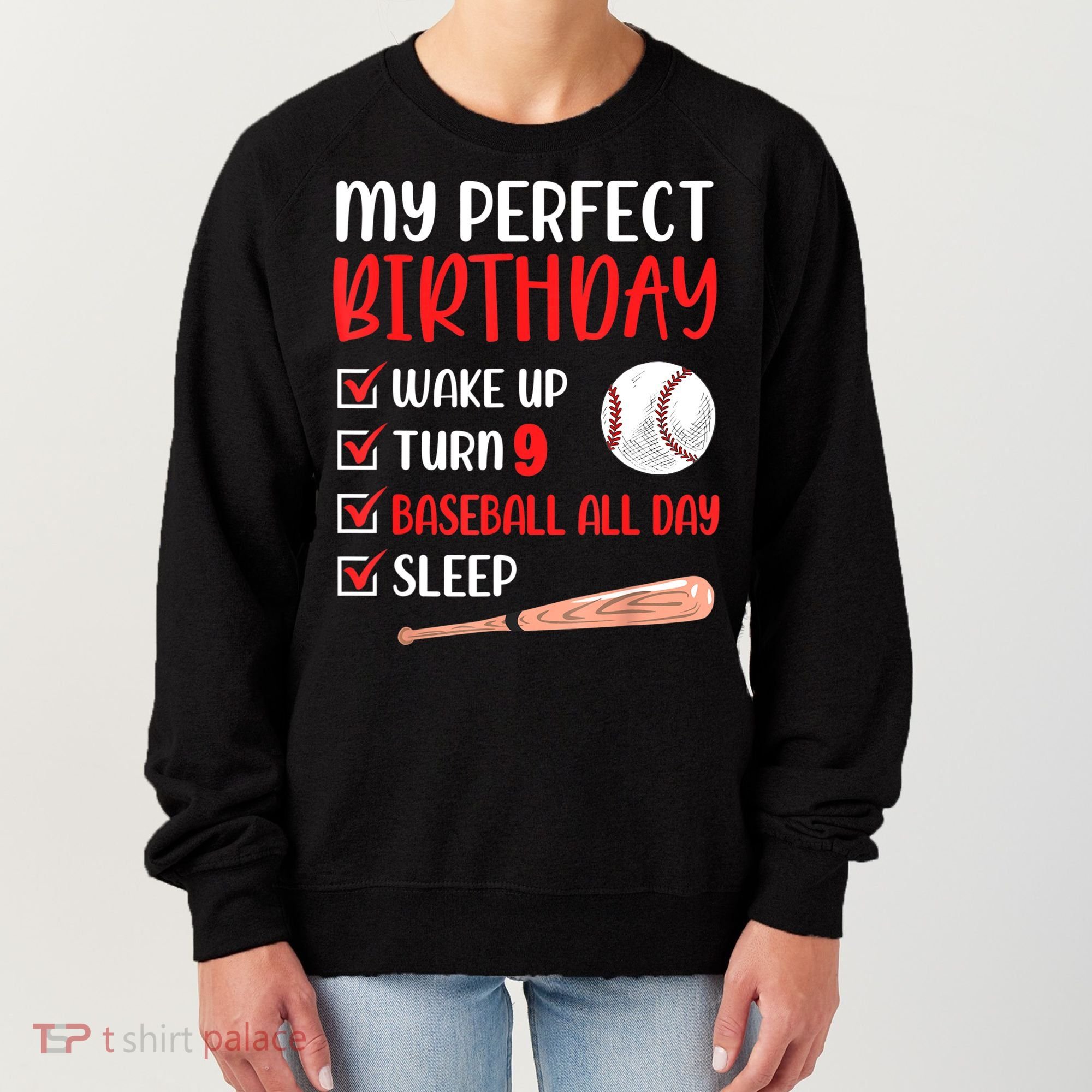 9 Year Old Baseball Birthday Party 9th Boy Nine Player Women's Sweatshirt