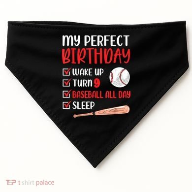 9 Year Old Baseball Birthday Party 9th Boy Nine Player USA-Made Doggie Bandana