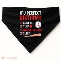 9 Year Old Baseball Birthday Party 9th Boy Nine Player USA-Made Doggie Bandana thumb 0