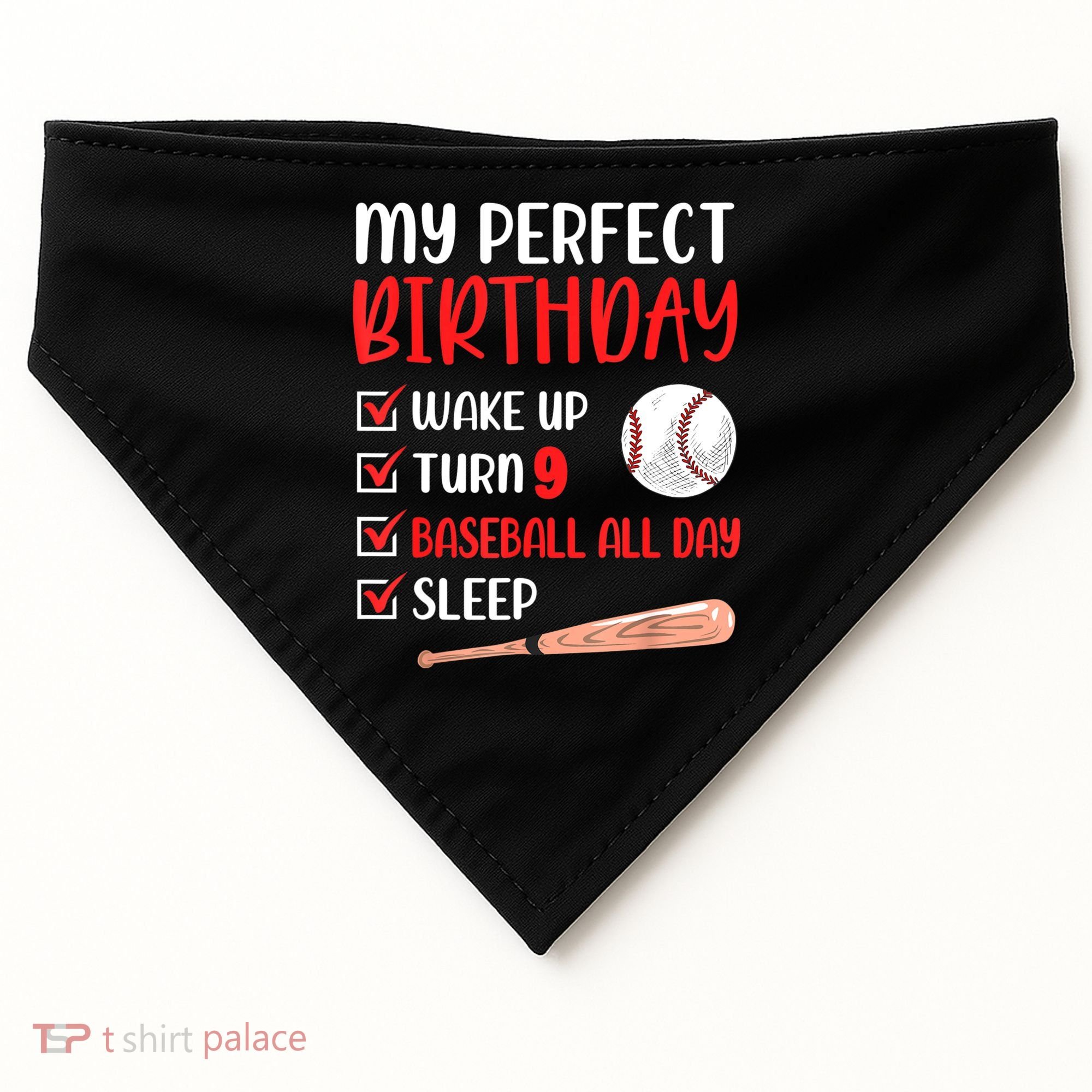 9 Year Old Baseball Birthday Party 9th Boy Nine Player USA-Made Doggie Bandana