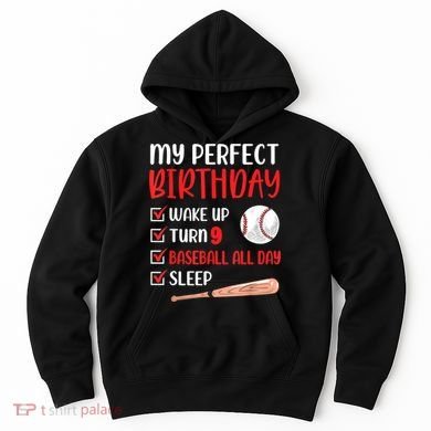 9 Year Old Baseball Birthday Party 9th Boy Nine Player Hoodie