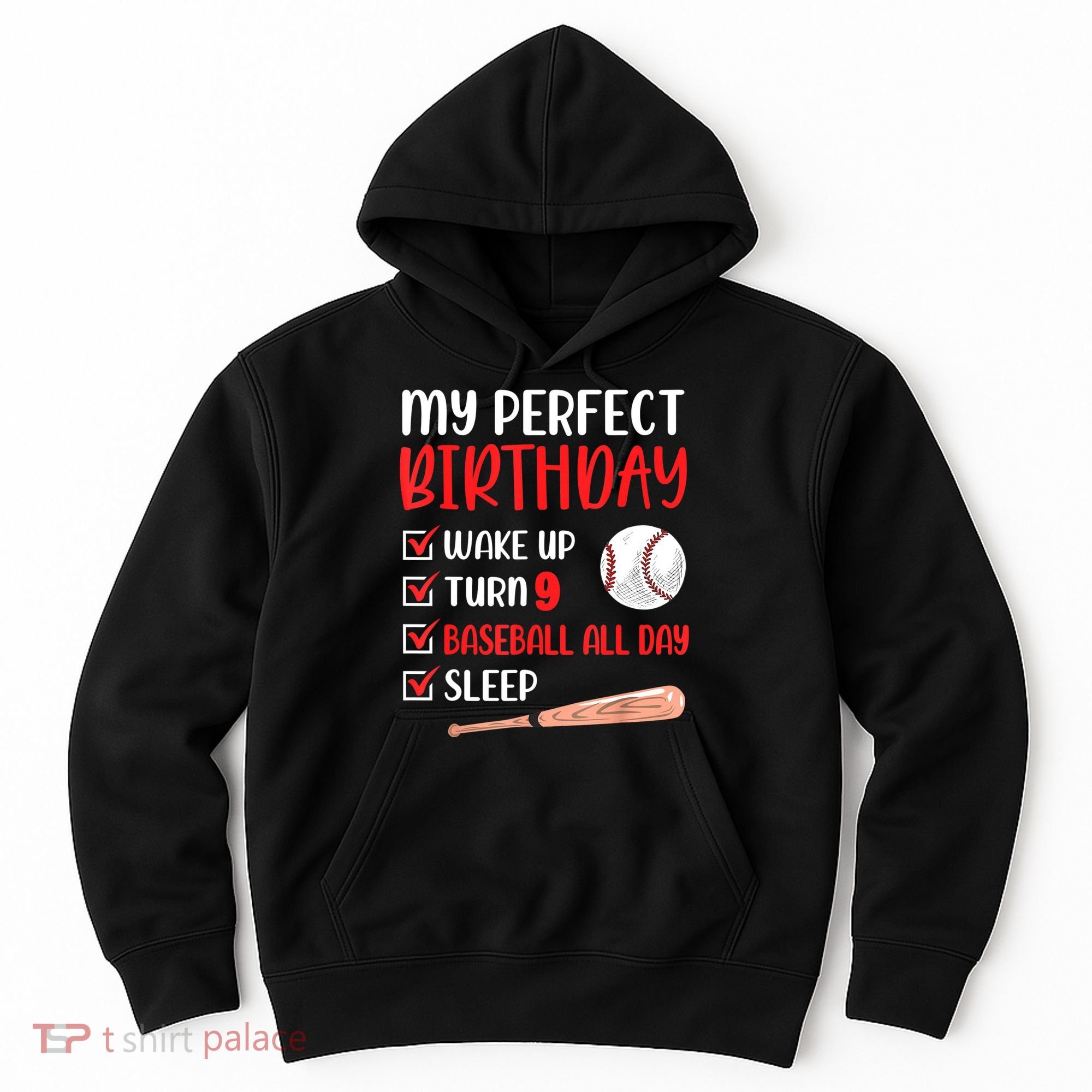 9 Year Old Baseball Birthday Party 9th Boy Nine Player Hoodie