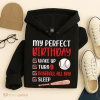 9 Year Old Baseball Birthday Party 9th Boy Nine Player Hoodie thumb 4