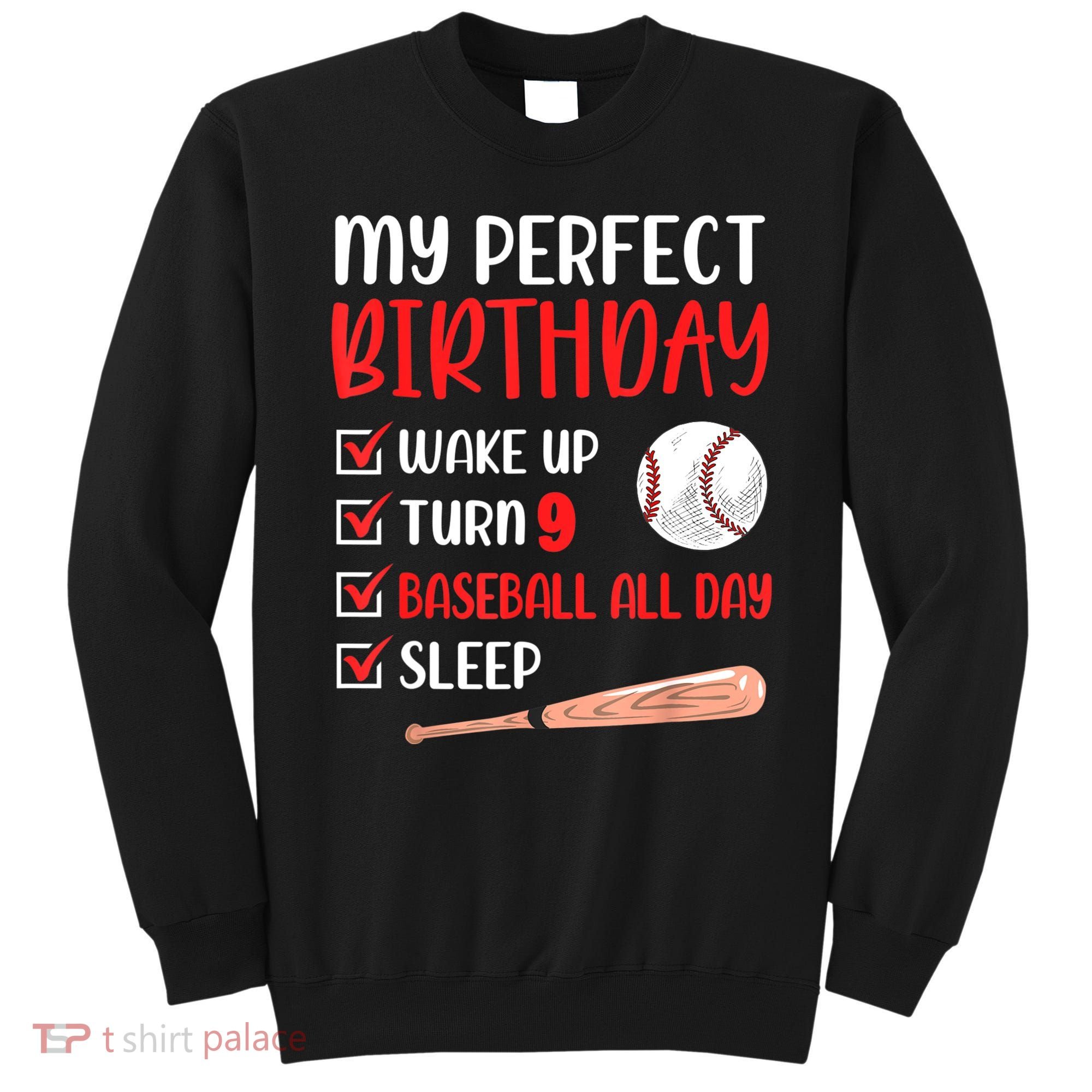 9 Year Old Baseball Birthday Party 9th Boy Nine Player Sweatshirt